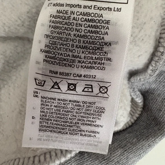 Adidas Men’s Hooded Sweatshirt Gray/Black Size Small - Picture 7 of 7